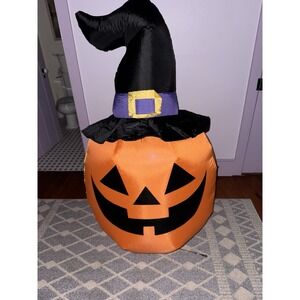 Halloween‎ Home Accents 5 ft LED Pumpkin w/Witch Hat Airblown Inflatable